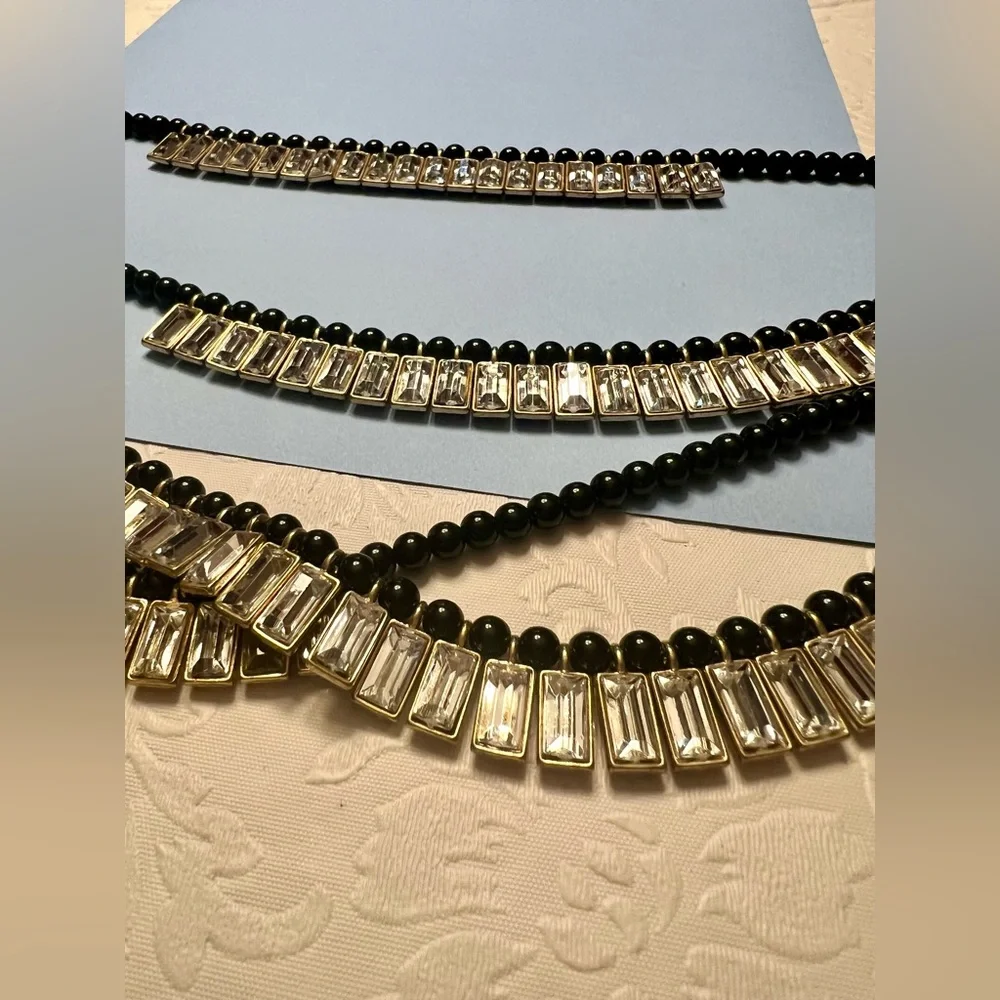 Elegant Black and Rhinstone Layered Necklace